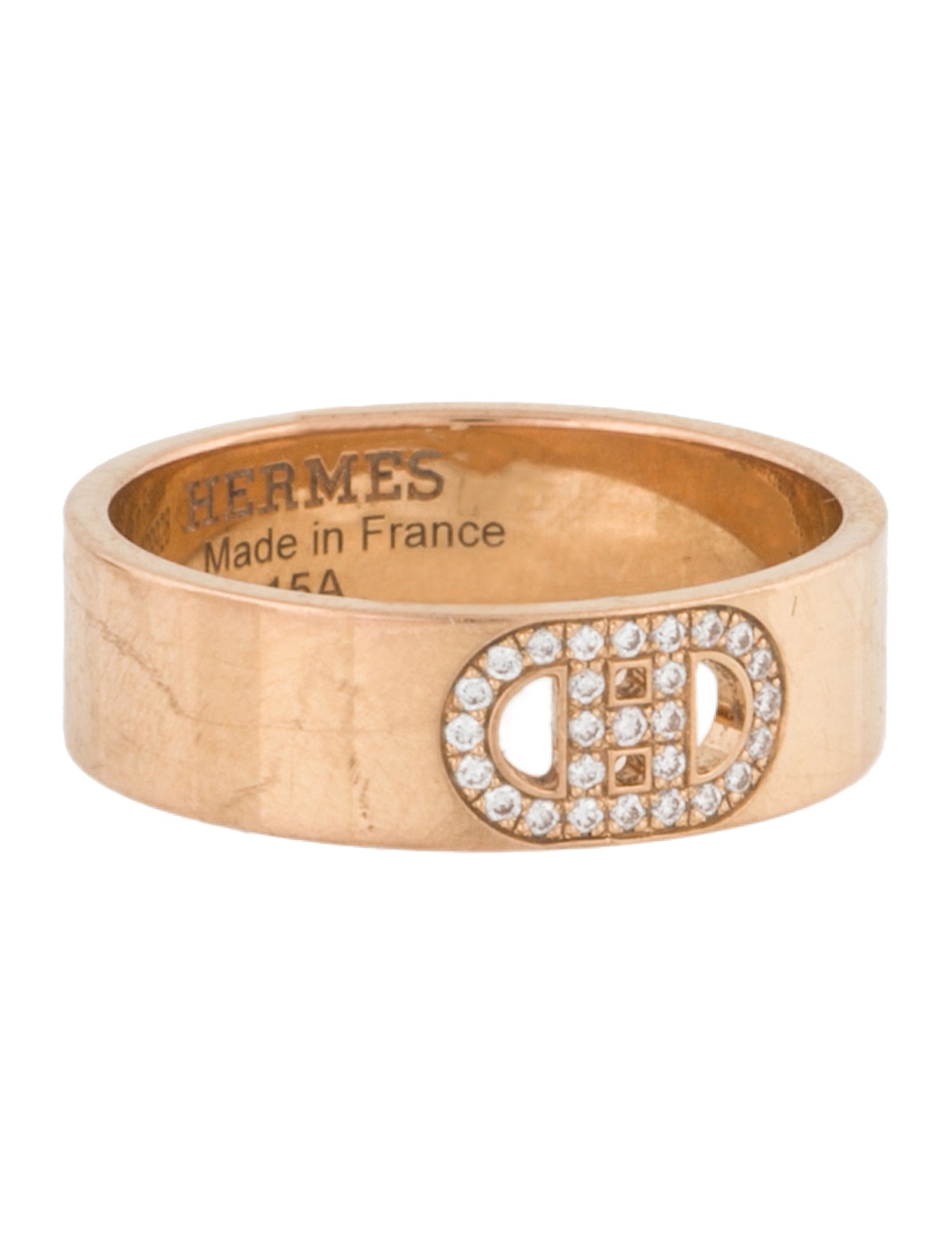 Hermès 18K Diamond Small H d'Ancre Ring